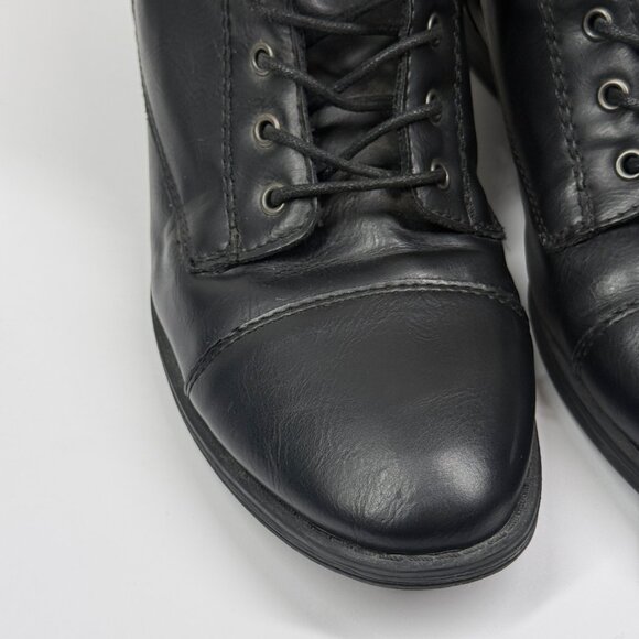 GH Bass & Co Patricia Combat Lace-Up Boots Black Faux Leather Size 9M - Picture 10 of 13